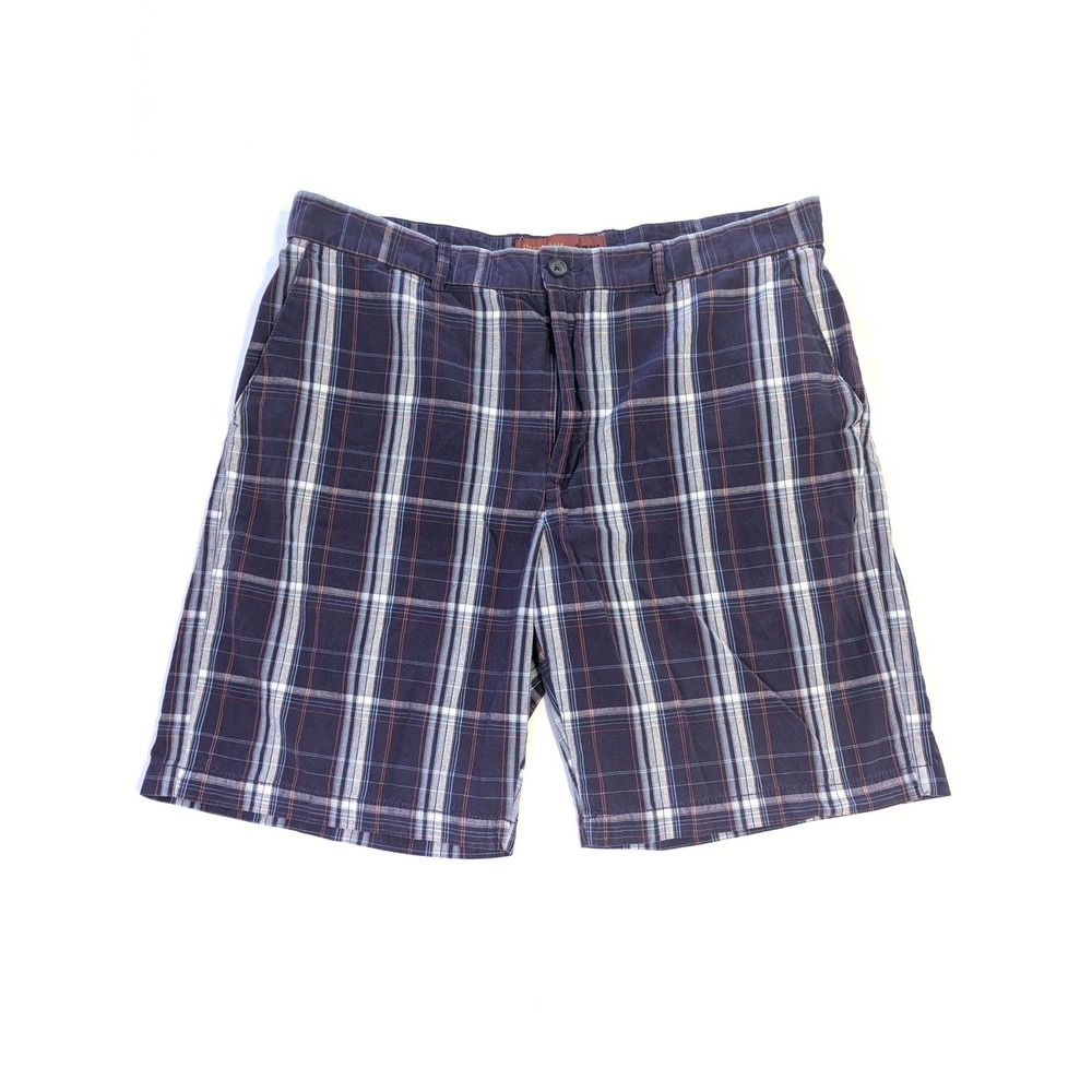 Perry Ellis America Mens 38 W Plaid Cotton Shorts Purple Blue White Orange
